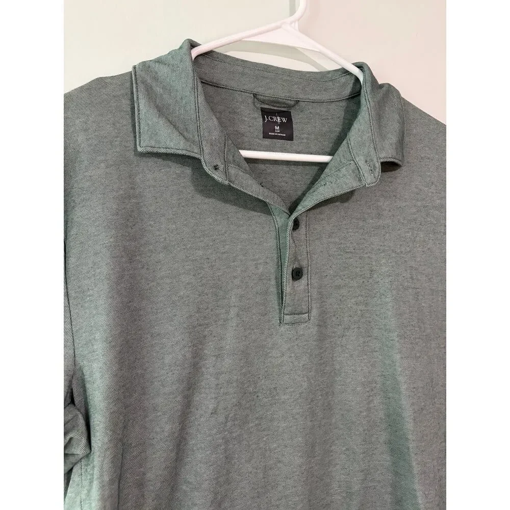 J.Crew Slim Fit Polo Men's Medium Heathered Green Cotton Blend
